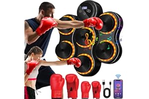 Wenosda Music Boxing Machine Smart Musikalische Boxmaschine Wandmontierte Boxscheibe mit Boxhandschuhen für Erwachsene und Kinder Bluetooth Unterstützung 9 Funktionen 18 Geschwindigkeiten, Zählmodi