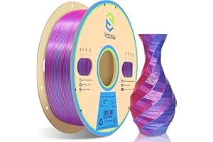 Yousu Filamento Silk PLA Dual Color Brillante 1.75mm para Impresora 3D，Filamento de Seda Brillante PLA con Superficie Lisa y Sedosa，Precisión Dimensional +/- 0.02mm，Carrete de 1kg，Silk Rosa Azul
