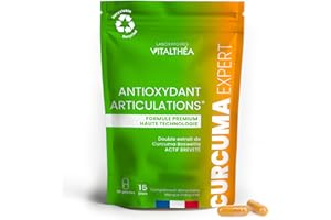 LABORATOIRES VITALTHÉA CURCUMA PREMIUM I 5400 MG Plantes Curcuma I 95% Curcuminoïdes I BREVETE I SANS Pipérine Biodisponibilité | Antidouleur & Decontractant Musculaire | Fabrication France