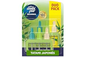 Ambipur 3Volution Tatami Japonés Recambio De Ambientador Electrico 80ml, 3 Aromas Que Se Alternan Para Eliminar Olores, El embalaje puede variar