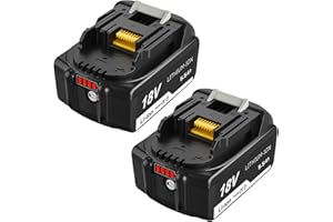 2X18V Powayup Remplacement pour Makita 18V Batterie BL1850B BL1850 BL1840 BL1840B BL1845B BL1845 BL1835B BL1835 BL1830B BL1830 BL1820B BL1820 BL1815B BL1815 LXT-400 194309-1 194205-3 avec Indicateur
