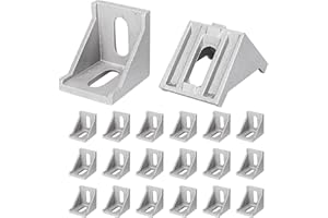 XKZHRR Pack of 20 Mounting Material Angle Fixing, 40 x 40 Aluminium Profile Angle, 90 Degree Aluminium Angle Stainless Steel Angle Connector Stable Corner Connector Anti-Rust Right Angle for 40 x 40