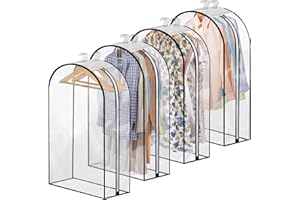 DNTORX 4 Pack Full Clear Garment Bags, 40" Clothes Covers with 10" Gusseted, Transparent Bags for Hanging Clothes, Suit Bags, Coat Covers for Closet with Side Zip for Coats, Jackets, Windbreaker, Dress