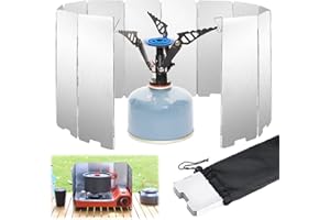 Encuryna Parabrisas para cocina de gas, 12 láminas plegables, aluminio, parabrisas, parabrisas, protección contra el viento plegable con bolsa de almacenamiento para exteriores, estufas