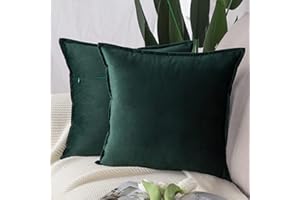 Madizz Pack of 2 Super Soft Velvet Decorative Cushion Covers with Fringe Luxury Style Cushion Case Pillow Shell for Sofa Bedroom Square Army Green 22x22 inch, 55x55 cm
