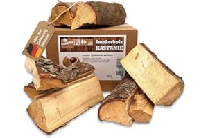 Landree Kastanie Smoker-Holz 4 kg - 20 cm Scheitlänge - Premium Räucherholz, naturbelassen & trocken für Smoker und Grill, Qualität aus Schleswig Holstein