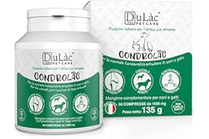 DULÀC FARMACEUTICI 1982 Dulàc - Condrolac 90 Compresse, Integratore per Articolazioni di Cani e Gatti, Ricche di Condroprotettori (Glucosamina 37% + Condroitina 14,8%), per Cuccioli e Adulti di tutte le Taglie e Razze