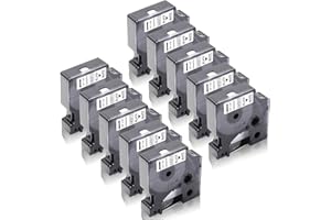 10x XemaX Compatible para D1 Cinta de Etiquetas 12mm x 7m D1 45013 S0720530 Negro sobre Blanco para Etiquetadora Label Manager 160 360D 210D 220P 280 PnP 420P 500TS Label Point 100 150 300 350
