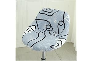 Mswborml Stampato Coprisgabello da Bar con Schienale Curvo, Elasticizzato Fodera per Sgabello da Bar, Girevoli Coperture per Sedie da Cucina con Fondo Elastico, Coperture per Sedie da Pub,F,2PCS