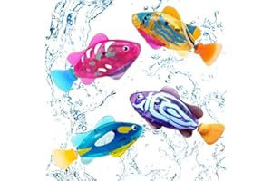 ZOYDP 4 Pezzi Robo Fish, Robofish Pez, Pesciolini Finti Che Nuotano Robot, Pesciolini Finti Che Nuotano per Bagnetto, Pesce Giocattolo Elettronico, Robot Pesce Attivato con Luci a LED