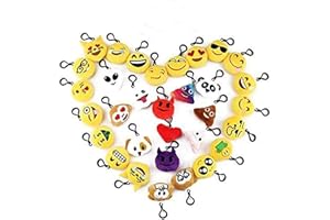 CUSFULL 32-pak Mini Emoji Brelok Urocze Emoji Pluszowe Poduszki Miękki Imprezowy Torba Wypełniacz Zabawka Prezent dla Dzieci (32 szt.)
