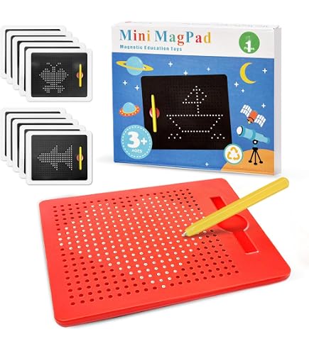 HONPHIER Ardoise Magique Planche à Dessin Magnétique Tablette Magnétique Magnétique Jouet Educatif en Plastique avec Stylo pour Enfant Rouge (Noir, Petit