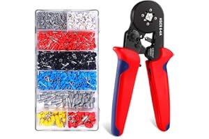 Crimping Tool Set, HCYW Self-Adjustable Ratchet Bootlace Wire Crimping Tool (AWG 23-7), 0.25-10mm² Ferrule Crimping Tool Kit with 1200 Wire End Ferrule Connectors