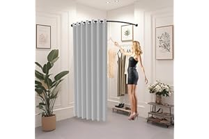 WPYGHLJN Camerino Negozio Abbigliamento, Portatile Camerini Spogliatoio Montato A Parete, Tipo C Spogliatoio Con Tenda per Prova Abiti Schermo Privacy, Grigio
