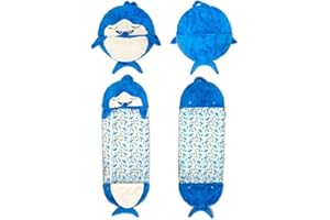 JORXG Saco de Dormir Niños Almohada Peluche Convertible 2 en 1, Saco de Dormir de Dibujos Animados para Regalo de Cumpleaños Suave y Cálido para Bebés y Niñas Dreamy Friends 135 tiburón