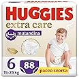 Huggies Extra Care Pannolino Mutandina Taglia 6 (15-25 Kg), Confezione da 88 (22x4)