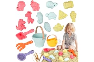 FORMIZON Juguetes de Playa para Niños, 17 Piezas Set de Arena con Pala, Rastrillo, Moldes y Balde, Regalos al Aire Libre