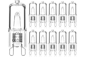 Haraqi 10 Pack G9 Halogen Bulbs 25W 230V 2800K Warm White,Clear Capsule Halogen Lamps Dimmable, No Strobe, No Flicker