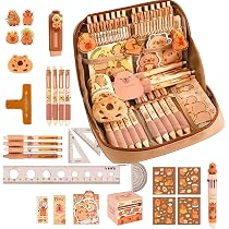 Kit De Papeterie Capybara - Trousse, Cahier, Pins, Autocollants, Crayons… - Cadeau Adorable Pour École Ou Anniversaire
