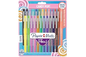 PAPER MATE Flair Candy POP Feutres de Coloriage | pointe moyenne (0,7 mm) | assortiment de couleurs | Lot de 24
