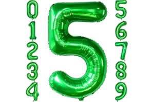 IEFOAH 40in Green Balloon Number 5, Helium Foil Mylar Green 5 Balloon for 5th Birthday Party Decoration Wedding Anniversary