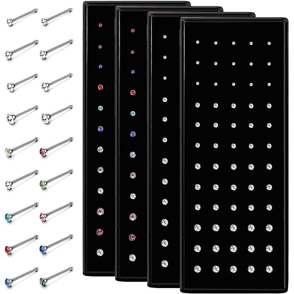 Lot De 10 Vis à Nez En Acier Inoxydable 20G - Zircon Cubique 2 Mm - Pour Piercing Nasal, Bijoux Hypoallergéniques
