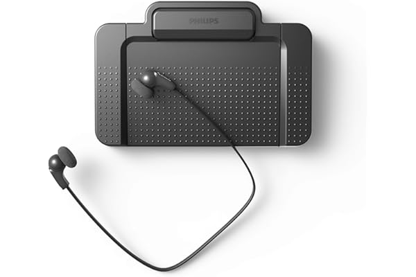 Philips LFH5220/03, Kit de Transcription, ACC2310 USB Interrupteur à Pied Design 3 Pédale, LFH0334 Écouteurs stéréo, sans Logiciel, Anthracite