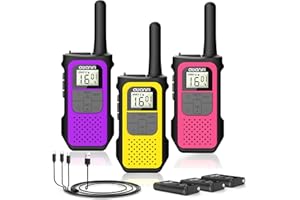 AWANFI 3 Pezzi Walkie-Talkie, Walkie Talkie Ricaricabile con 1200mAh Batteria, Walkie-Talkies per Bambini Adulti, 16 Canali,VOX, con Cavo USB-C, Walky Talky Lungo Raggio per Campeggio Escursioni