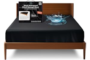EROTICGEL Extreme Queen Black 100% Waterproof Fitted Sheet Protector, Safe with oil, water-based, & silicone-based massage products, Hypoallergenic Noiseless Machine Washable, 35cm Deep Pocket