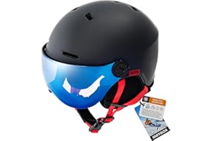‎METEOR Kask narciarski Helmet snowboardowy Uniwersalny dla Dzieci damski męski dorosłych Ochronny z szybą na zimę Narciarstwo Certyfikowane Bezpieczeństwo Profesjonalne Nauszniki Sportowe Zimowe Meteor