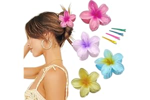 CUTIOLLY spinek do włosów w kwiaty, 4 szt. antypoślizgowych klipsów do włosów z kwiatami, akrylowe spinki do włosów dla kobiet, hawajskie spinki do włosów,mocne trzymanie