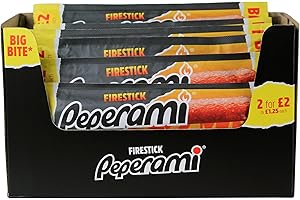 Peperami Big Bite - Firestick Flavour - Extra Hot Smoked Pork Salami Sausage - Box of 20 x 28 Grams