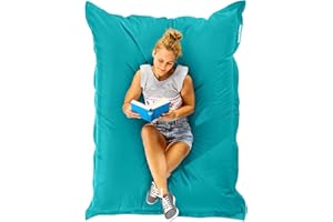 Green Bean© Poltrona a sacco XXL 140x180cm 380 Litri Bambini & Adulti Imbottitura Perle EPS Gigante Grande Esterno Lavabile Impermeabile Cuscino per sdraiarsi per pavimento Sedia Turchese