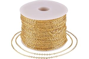 Craftdady 328 Feet Golden Oval Rolo Cable Chain Link with Spool Iron Soldered Round Curb Chain 3x2x0.6mm for Necklace Jewelry Making