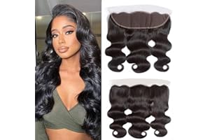 Rebasar Body Wave 13 x 4 Lace Frontal Closure Ondulado Transparent Swiss Lace Frontal 100% Brasileño Cabello Humano 130% Densidad Hair Closure Natural Color(14 pulgadas)