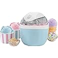Giles & Posner Ice Cream Maker - Electric Frozen Yoghurt, Sorbet, Dairy Free Milk Churner, 500ml Quick Freeze Bowl, Home-Made in 30 Minutes, Detachable Paddle, Compact, Perfect for Kids, Blue