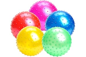 Teytoy 8.6 Inch 5 Pack Sensory Balls With Pump - Inflatable Knobby Bouncy Spicky Massage for Toddlers Sports Playground - Soft Tactile Indoor Outdoor Toss Roll Entertained Backyard Games