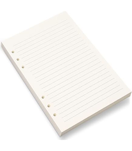 Fogli A5 Per Taccuini 6 Anelli - 100 Fogli/200 Pagine, Righe, Carta 120gsm, Avorio - Foto 6