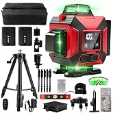 VOBOR Self-Leveling Laser Level 360 Degrees, 16 4D Lines, 2x 4800 mAh Battery, LED Display, APP et Tel&eacute;commande, Multitude of