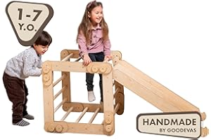 Goodevas 2-in-1 Set, Schlangenleiter Kleinkind Climber + Kinder Rutsche/Rampe - Outdoor/Indoor Spiegeräte für Kleinkinder - Montessori Kletterspielzeug für Kinder 1-7 Jahre (Beige)