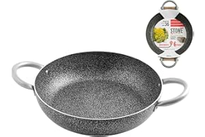 Home Tegame 2 Manici Antiaderente Family Stone Cm36 Pentole Cucina, Pietra, Nero, 36 cm