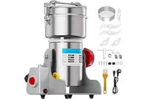 VELPAX Molino de grano eléctrico de 800 g, trituradora de granos de 2400 W de alta velocidad, máquina de polvo comercial con protección contra sobrecarga para cereales secos, arroz, granos de maíz