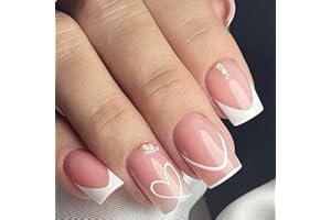 GlamRays - Uñas postizas de acrílico para manicura francesa (24 unidades)