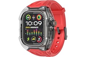 VEVEXIAO Transparent Designer Rugged Case with Band Compatible with Apple Watch Ultra 3/Ultra2 49mm Band,Crystal Clear Military Protective Cover Bumper Tactical iWatch Ultra Strap