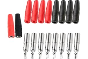 CEMYDEYO 4 mm Bananenbuchse,10 Stück isoliert Buchse Extender für Blanker Bananenstecker 24A Verbinder,Lautsprecher Verstärkeranschluss Buchse,Rot und Schwarz