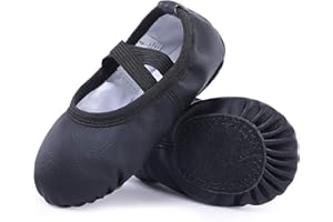 BEZIONER Zapatillas de Danza Cuero Zapatos Media Punta de Ballet y Gimnasia para Niña y Mujer