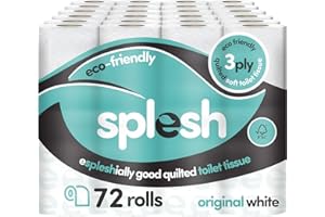 Splesh by Cusheen 3-ply Toilet Roll - Unscented (72 Pack) Soft, Quilted Bulk Toilet Rolls, Toilet Tissue and Loo Rolls – Eco-Friendly Toilet Paper Sustainably Crafted in The UK