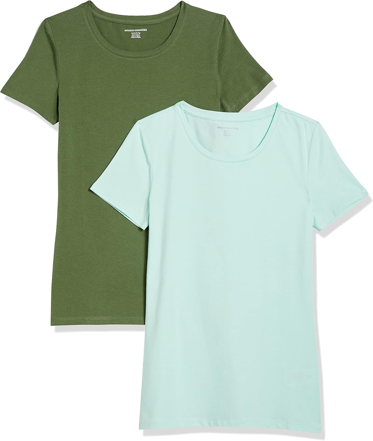 Amazon Essentials Camiseta de Manga Corta y Corte Estándar (Opciones de Cuello Redondo y Cuello en V) Mujer, Paquetes Múltiples