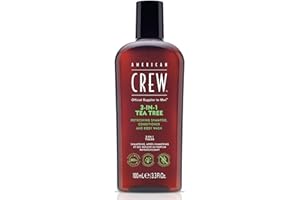 ‎AMERICAN CREW AMERICAN CREW - 3-in-1 Tea Tree Shampoo, Conditioner & Body Wash, 100ml, Pflegeshampoo und Duschgel für Männer, Produkt für die tägliche Reinigung von Körper und Haar