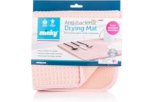 Minky Anti-Bacterial Drying Mat, Super Absorbent Quick-Drying Microfibre Draining Mat, Soft Dish Drying Mat for Kitchen, Cutlery Drainer for Sink, Machine Washable